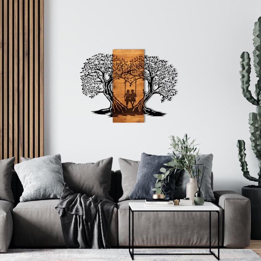 Zidna dekoracija 76x58 cm drveće drvo/metal