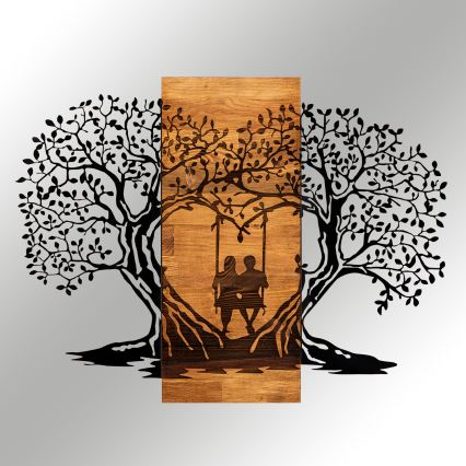 Zidna dekoracija 76x58 cm drveće drvo/metal