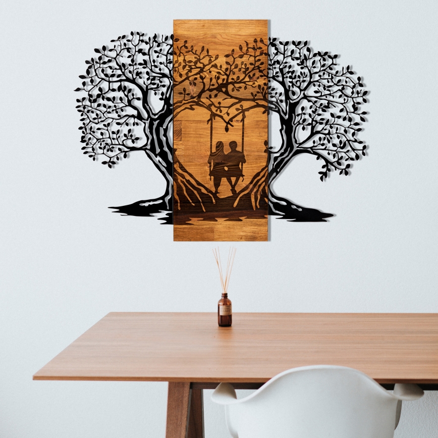 Zidna dekoracija 76x58 cm drveće drvo/metal