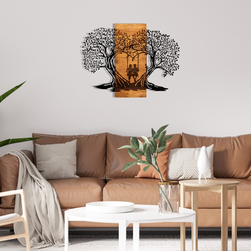 Zidna dekoracija 76x58 cm drveće drvo/metal