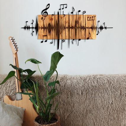 Zidna dekoracija 90x47 cm muzičke note drvo/metal