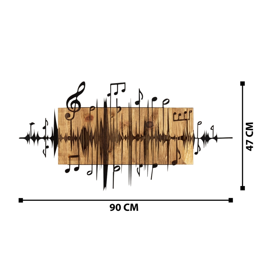 Zidna dekoracija 90x47 cm muzičke note drvo/metal