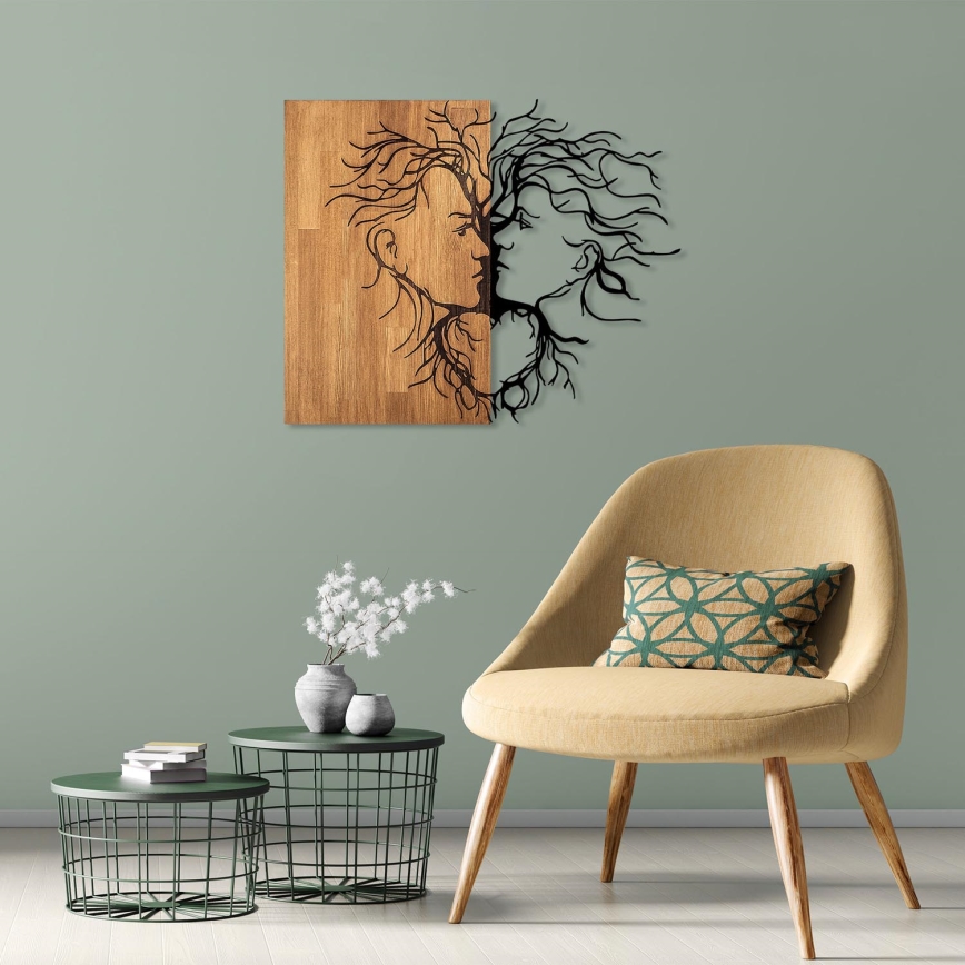 Zidna dekoracija 96x79 cm Ljubav — drvo/metal