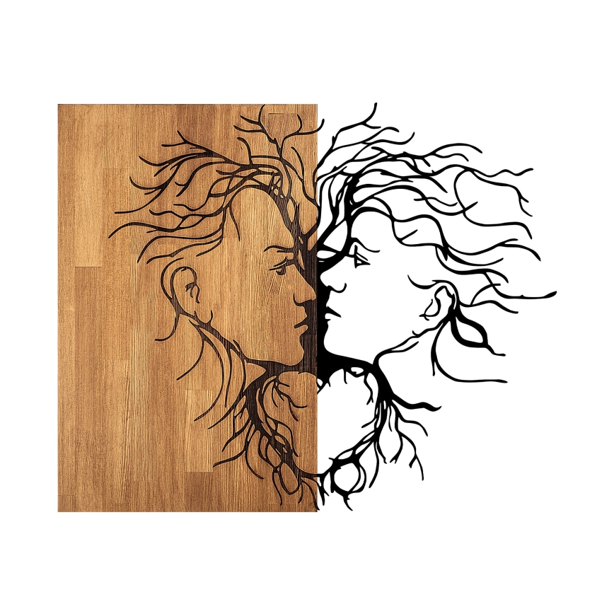 Zidna dekoracija 96x79 cm Ljubav — drvo/metal