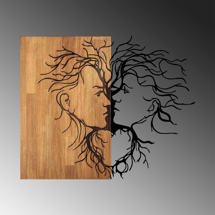 Zidna dekoracija 96x79 cm Ljubav — drvo/metal