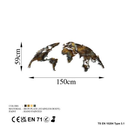 Zidna dekoracija, set od 2 komada, 150 x 59 cm, motiv planeta, metal