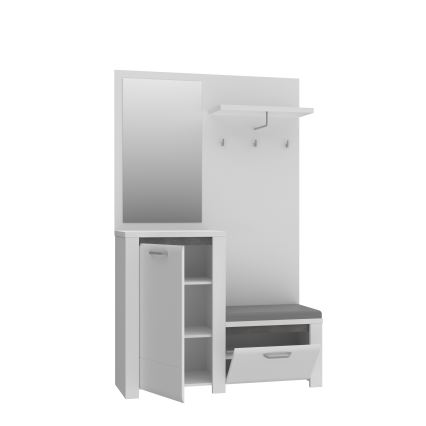 Zidna garnitura za predsoblje sa ogledalom HIRO bela/siva