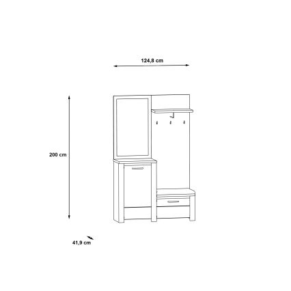 Zidna garnitura za predsoblje sa ogledalom HIRO bela/siva