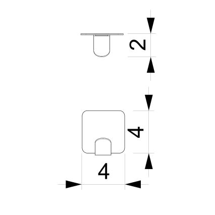 Zidna kuka 4x4 cm, bela