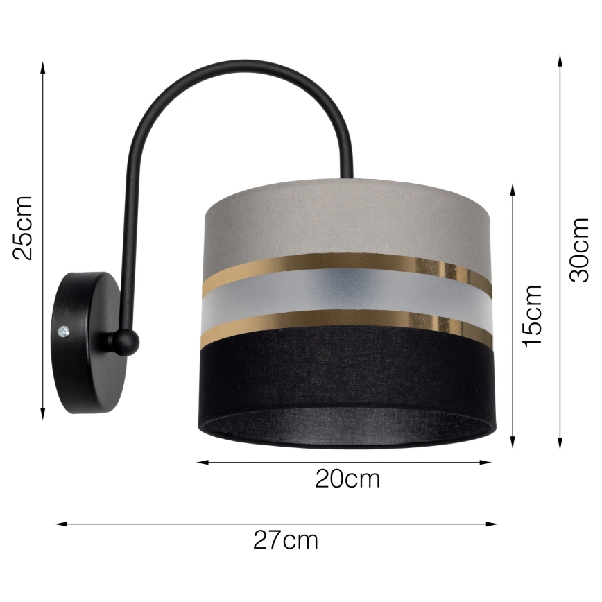 Zidna lampa CORAL 1xE27/60W/230V crna/siva