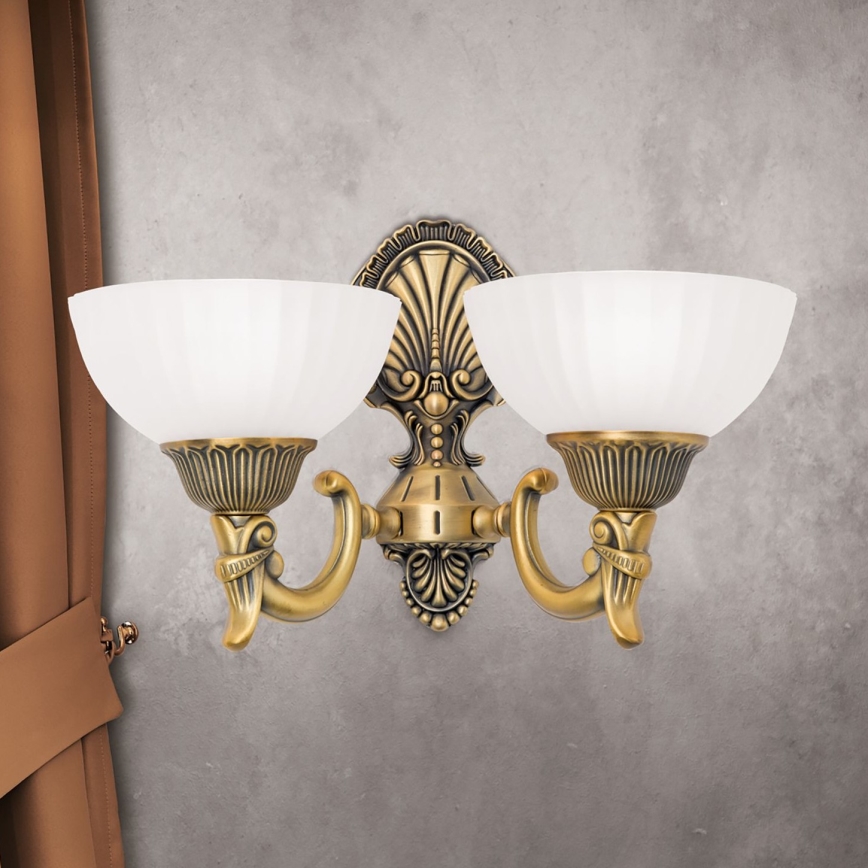 Zidna lampa ROCCA 2xE27/60W/230V bronzana/bela