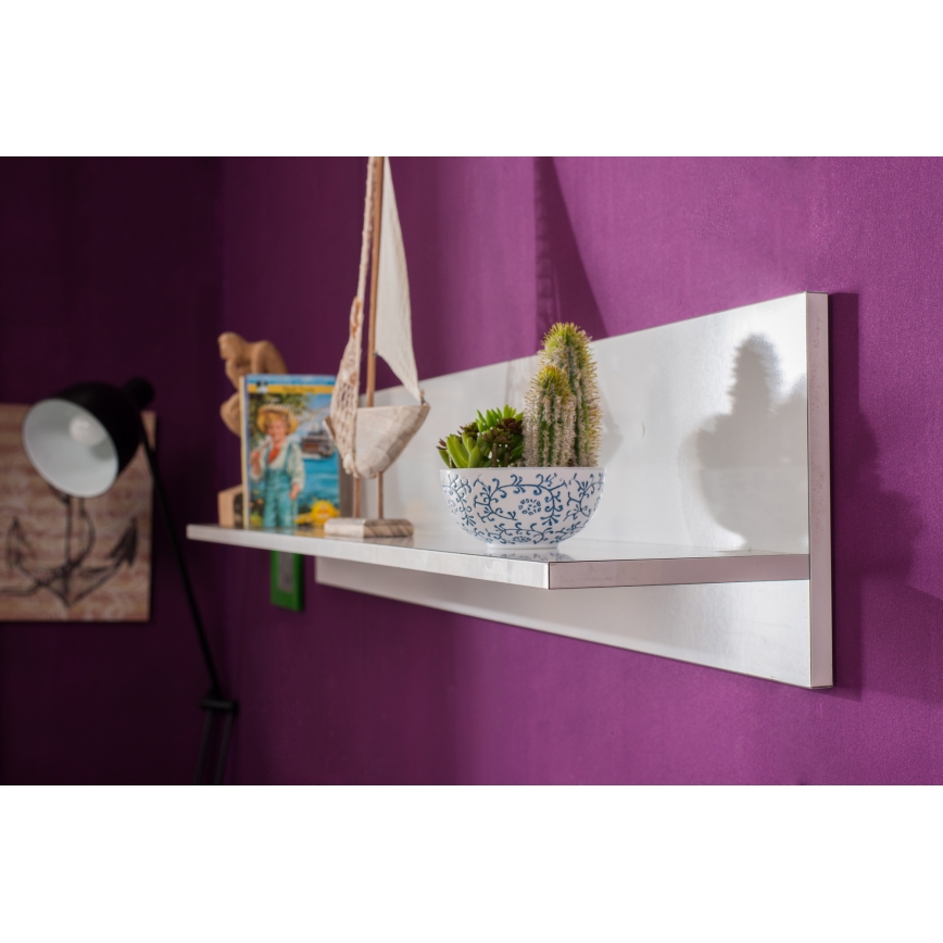 Zidna polica 25x120 cm bela