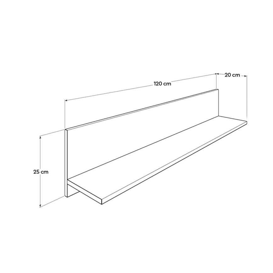 Zidna polica 25x120 cm bela