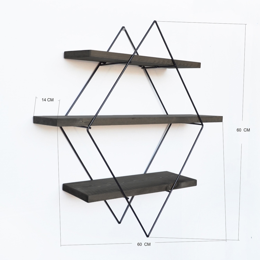 Zidna polica 60x60 cm od smreke