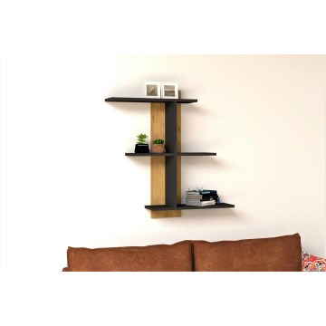 Zidna polica BAHRO 90x111 cm antracit/braon