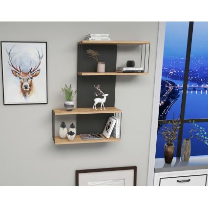Zidna polica DESTAN 96x65 cm antracit/braon