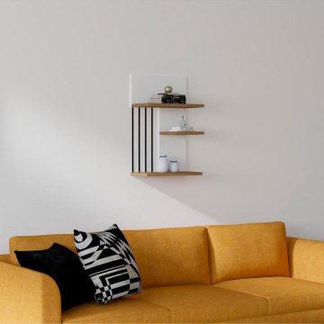 Zidna polica NEZMA 60x40 cm bela/braon/crna