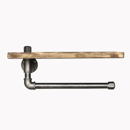 Zidna polica sa držačem peškira BORURAF 16x40 cm smreka/crna