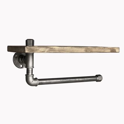 Zidna polica sa držačem peškira BORURAF 16x40 cm smreka/crna