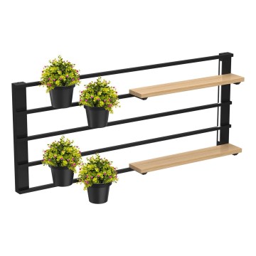 Zidna polica sa saksijama i LED osvetljenjem SHELF 50x118 cm crna/bež/borovina