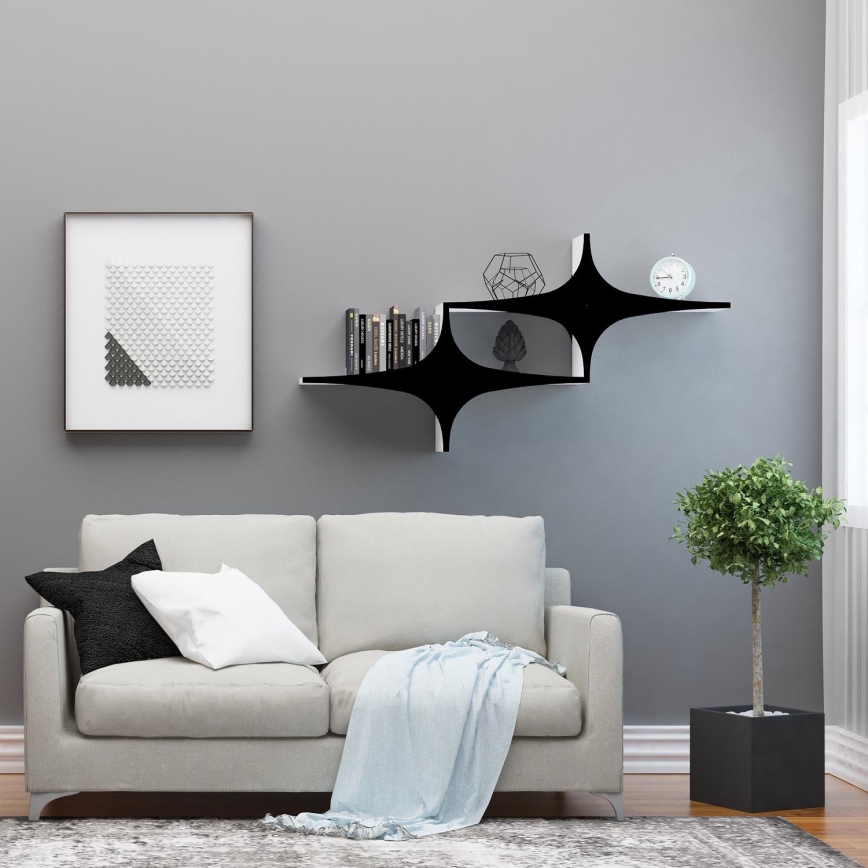 Zidna polica SUSEN 69x135 cm bela/crna