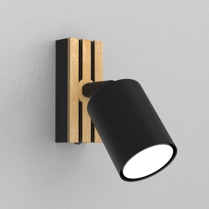 Zidna reflektorska svetiljka TERRA 1xGU10/8W/230V crna/hrast