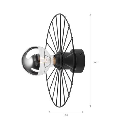 Zidna svetiljka MONTANA 1xE27/15W/230V prečnik 30 cm crna