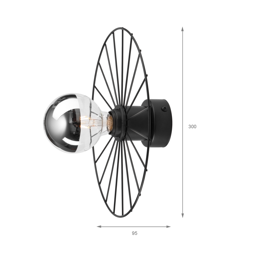 Zidna svetiljka MONTANA 1xE27/15W/230V prečnik 30 cm crna