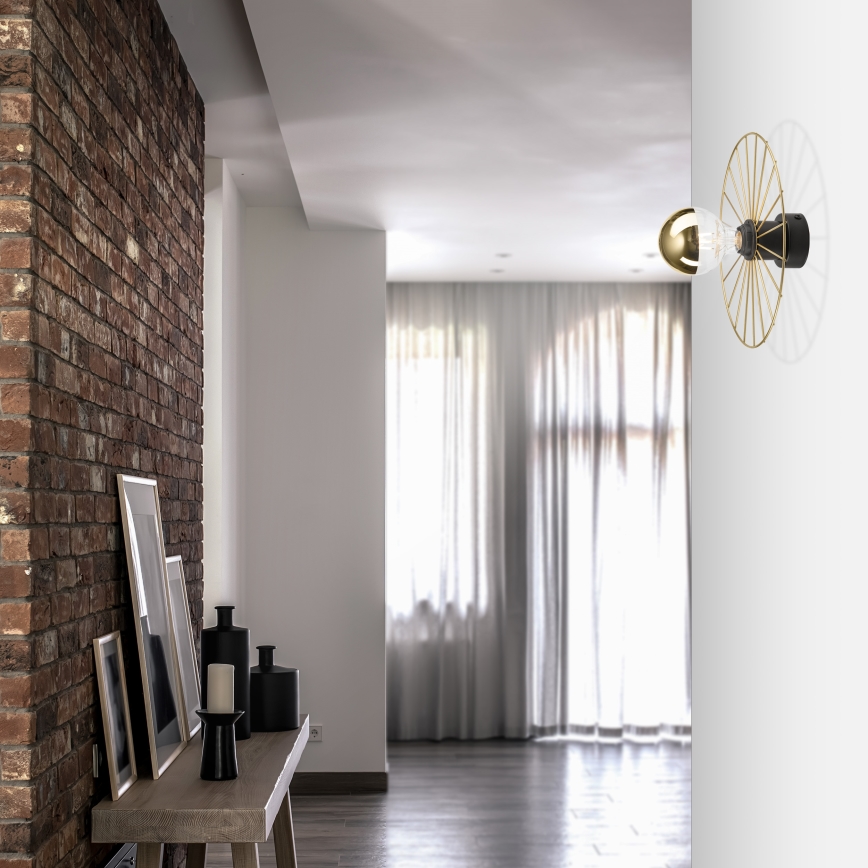 Zidna svetiljka MONTANA 1xE27/15W/230V, prečnik 30 cm, zlatna