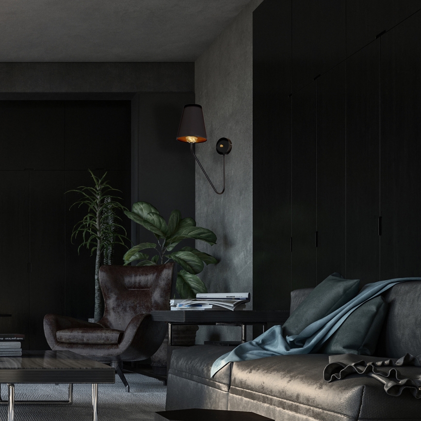 Zidna svetiljka VICTORIA 1xE27/60W/230V crna