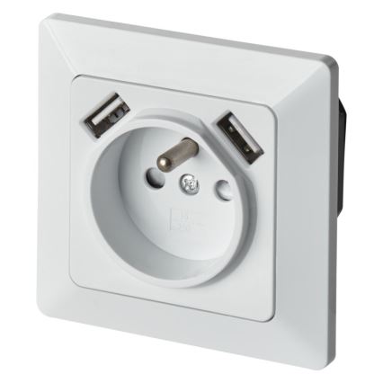 Zidna utičnica za kućnu upotrebu sa USB priključkom — francuski standard (250V/16A)