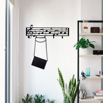Zidna vešalica 60x19 cm - muzičke note, metalna