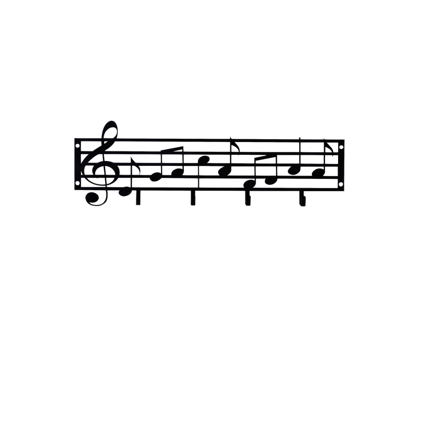 Zidna vešalica 60x19 cm - muzičke note, metalna