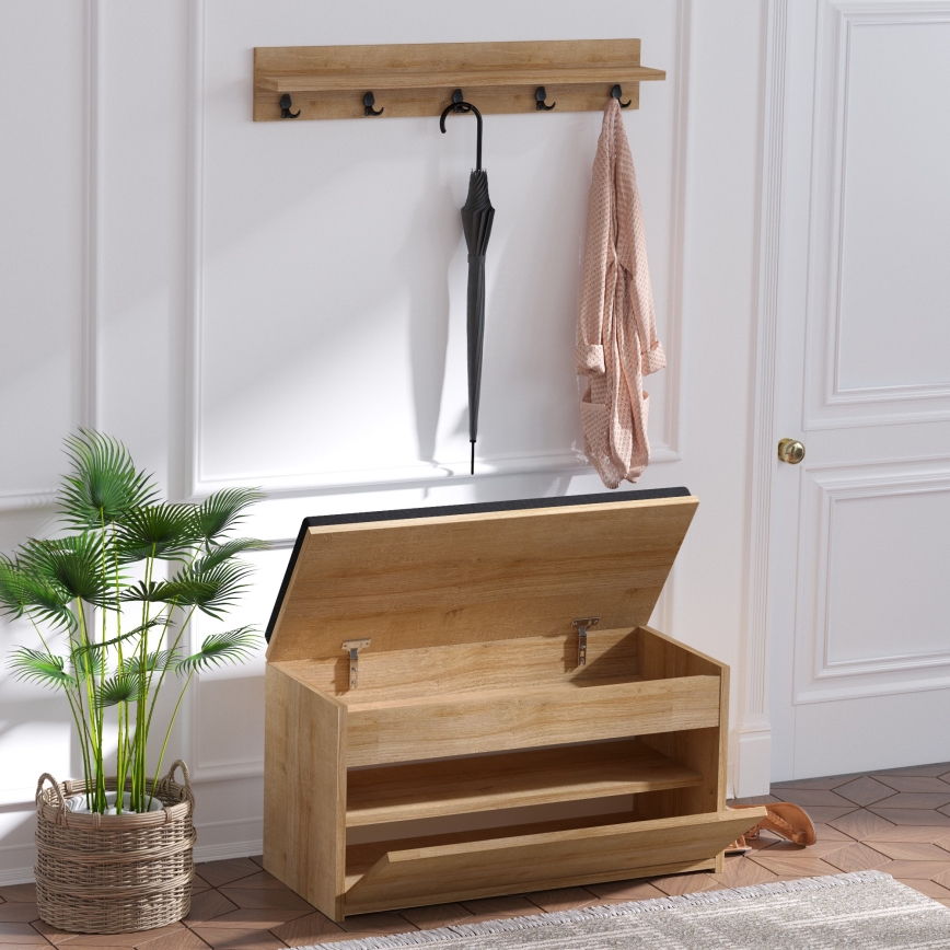 Zidna vešalica BOBY 15x80 cm + cipelarnik 42x80 cm braon/crna