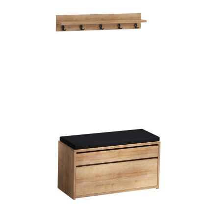 Zidna vešalica BOBY 15x80 cm + cipelarnik 42x80 cm braon/crna