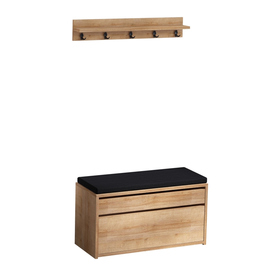 Zidna vešalica BOBY 15x80 cm + cipelarnik 42x80 cm braon/crna
