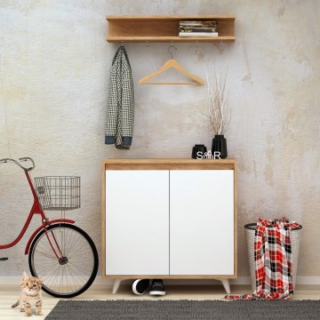 Zidna vešalica OBSOYO 15x80 cm + cipelar 100x80 cm braon/bela
