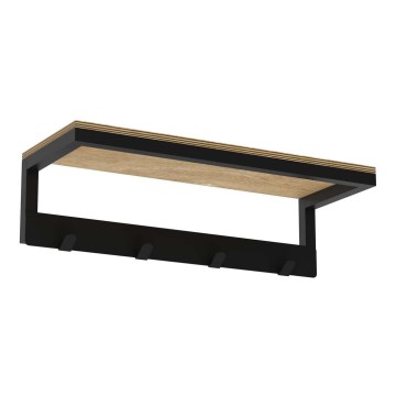 Zidni držač za peškire sa policom 10x40 cm, crni