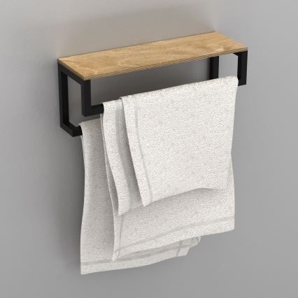 Zidni držač za peškire sa policom 14x40 cm, crne boje