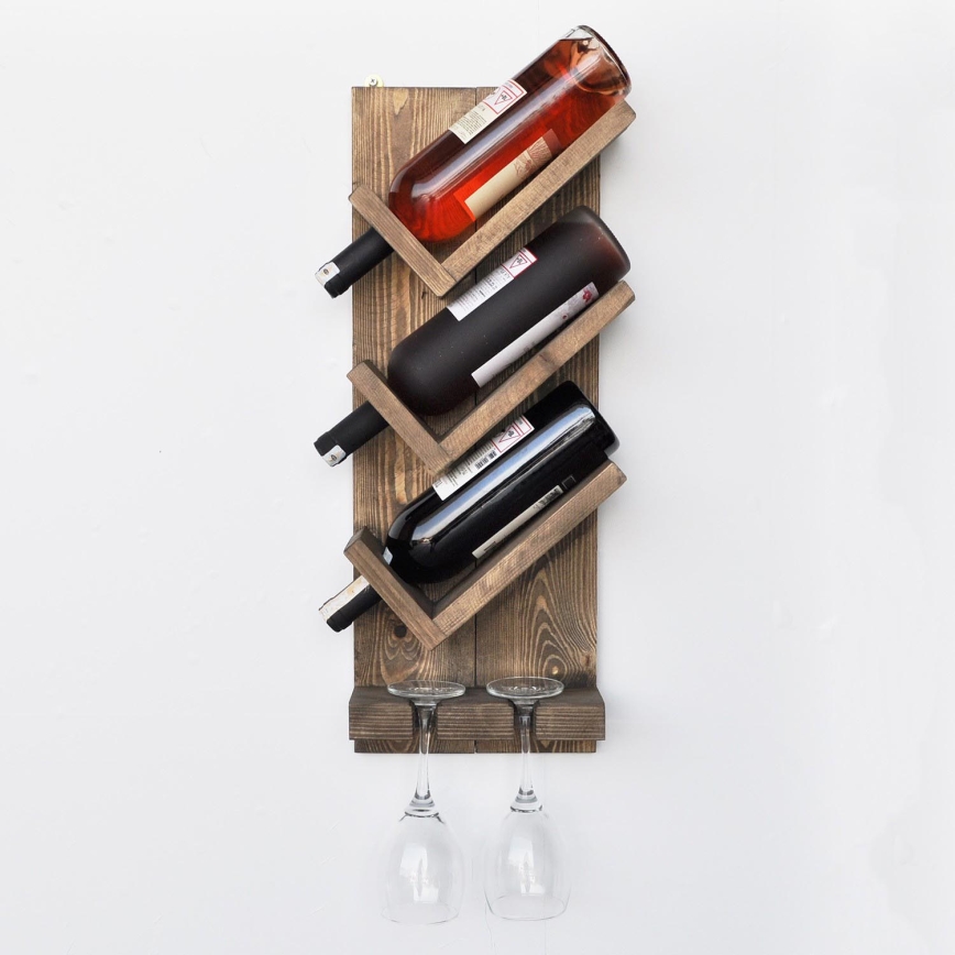 Zidni držač za vino 60x22 cm smreka/borovina