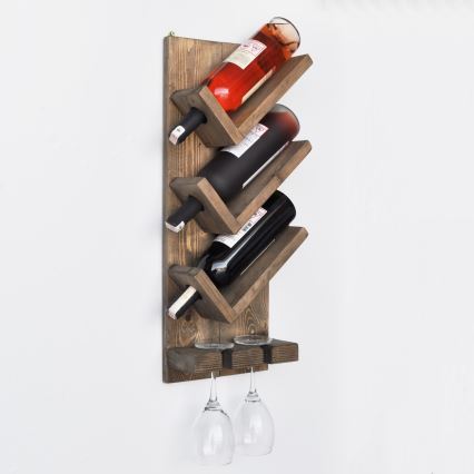 Zidni držač za vino 60x22 cm smreka/borovina