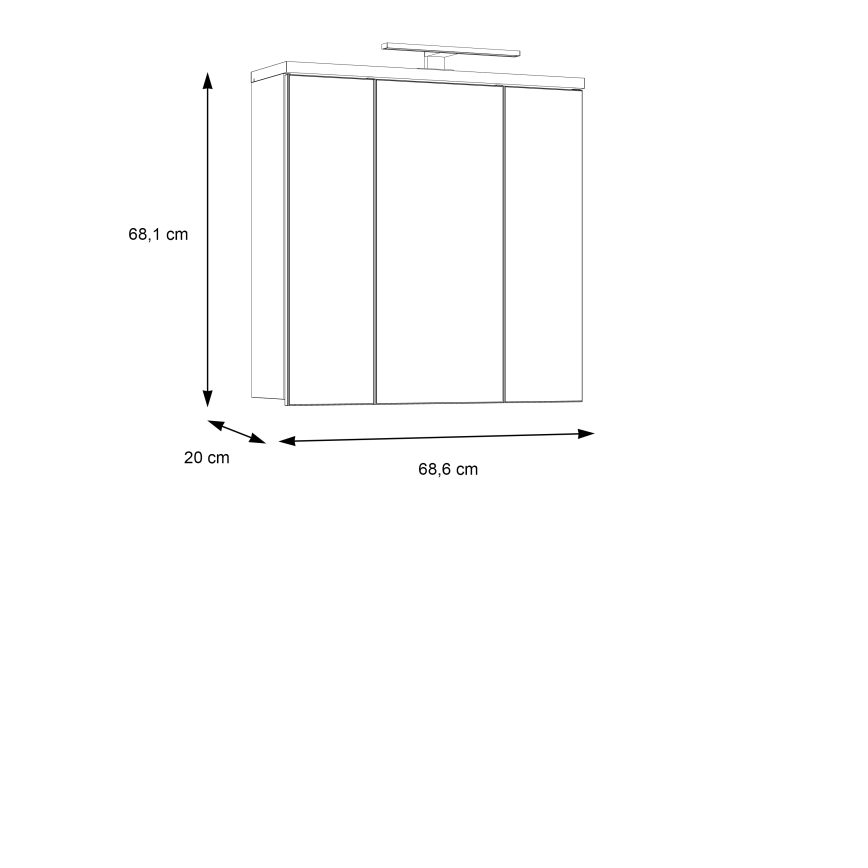 Zidni kupatilski ormarić sa ogledalom VENOM, bela/sonoma hrast