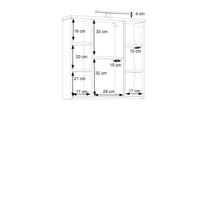 Zidni kupatilski ormarić sa ogledalom VENOM, bela/sonoma hrast