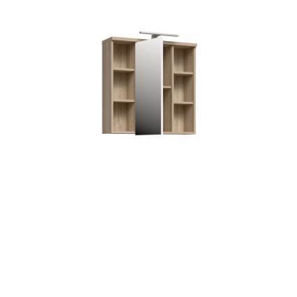 Zidni kupatilski ormarić sa ogledalom VENOM, beo/hrast sonoma