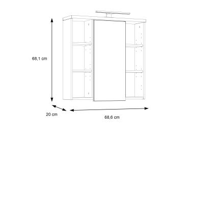 Zidni kupatilski ormarić sa ogledalom VENOM, beo/hrast sonoma