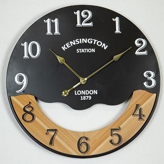 Zidni sat 1xAA, prečnik 60 cm, crna/bež