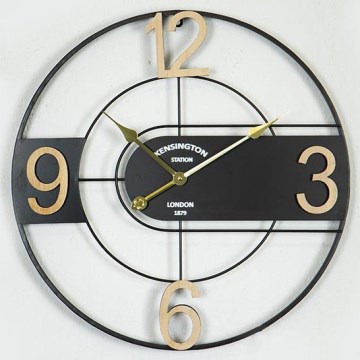 Zidni sat 1xAA, prečnik 60 cm, crne boje