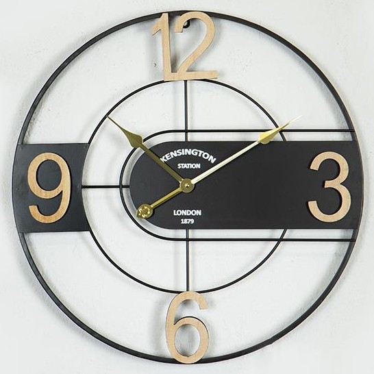 Zidni sat 1xAA, prečnik 60 cm, crne boje