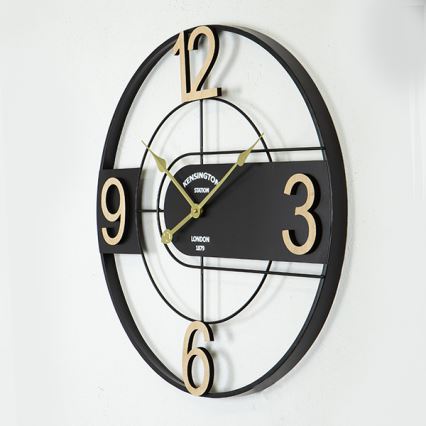 Zidni sat 1xAA, prečnik 60 cm, crne boje