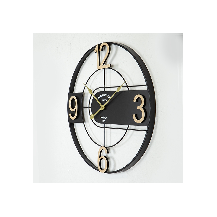 Zidni sat 1xAA, prečnik 60 cm, crne boje